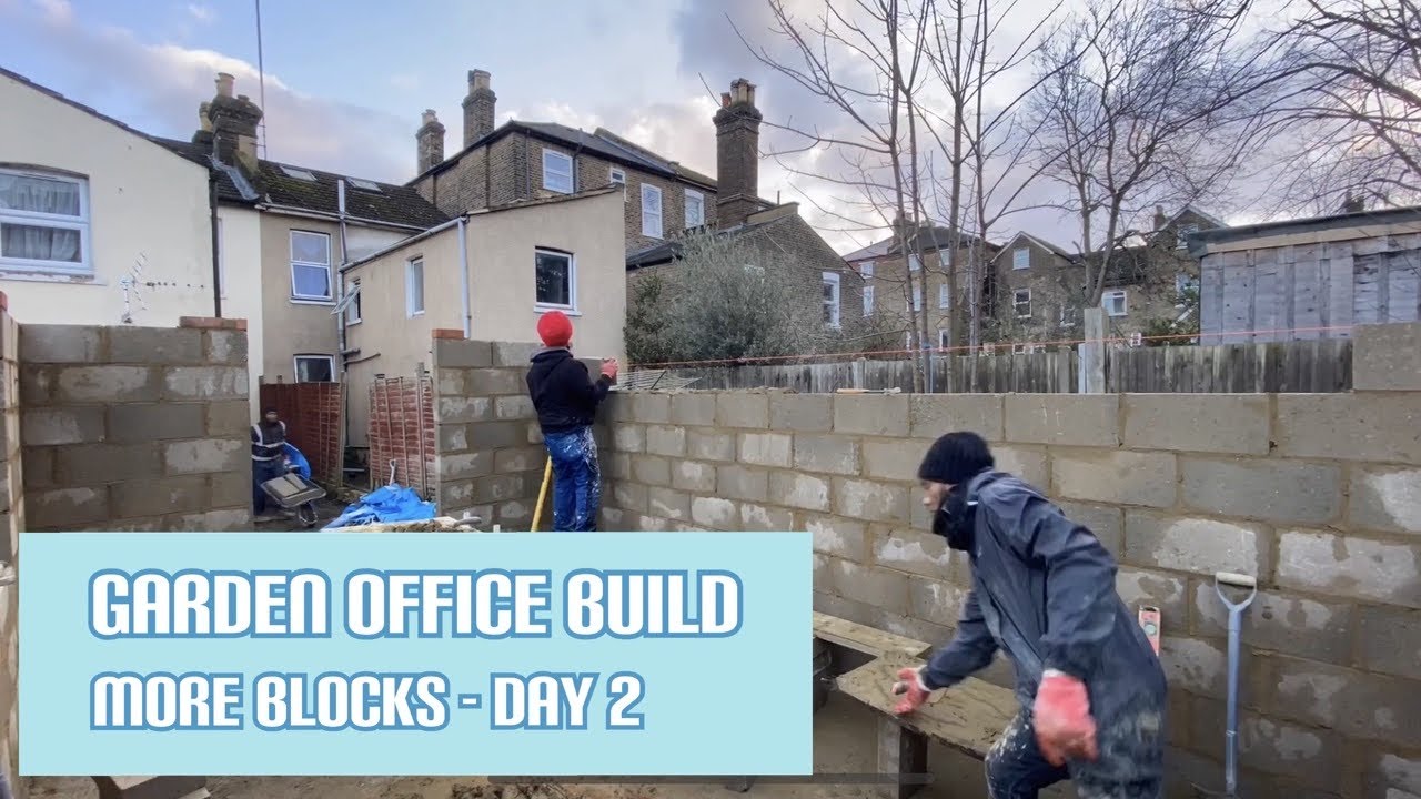 Building a block garden office - More Block laying (Day 2)