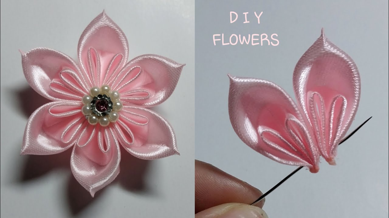Diy Amazing Ribbon Flower Work - Hand Embroidery Amazing Trick - Sewing Hacks - Hướng dẫn l&agrave;m hoa