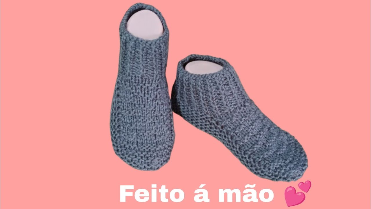 Sapatinho de tricô adulto -passo a passo fácil e confortável 🧦/feito a mão com amor 💕