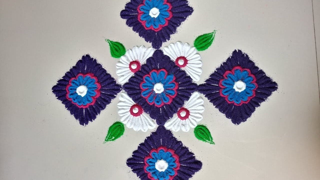 Beautiful Floral Rangoli Design 🌸 | Easy & Colorful Rangoli for Home | Step by Step 