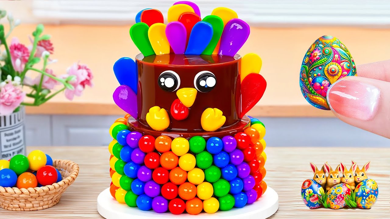Rainbow Turkey Cake For A Happy Thanksgiving 💗 Easy Tiny Cakes Making In 5 Minutes ✨