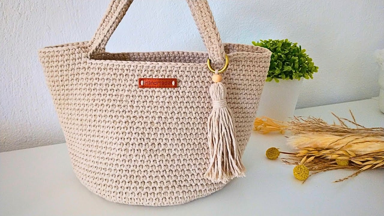 BOLSO TEJIDO A CROCHET | GANCHILLO F&Aacute;CIL| BOLSO PRINCIPIANTES | TUTORIAL PASO A PASO