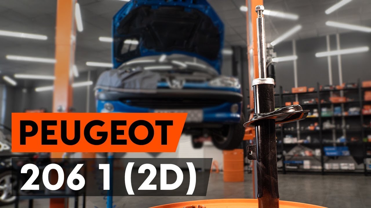 How to change a front shock strut on PEUGEOT 206 1 (2D) [TUTORIAL AUTODOC]