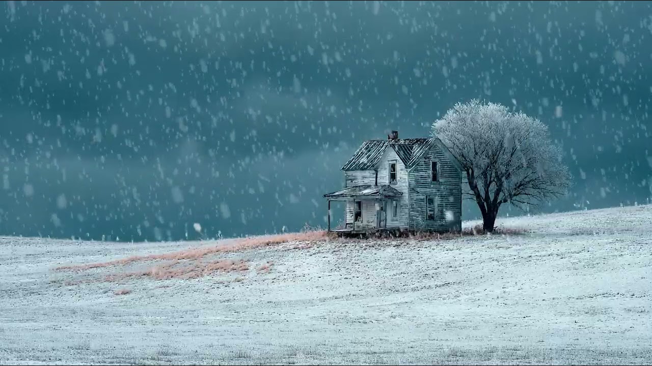 Gentle winter snowfall in the dark night | Ambient winter sounds for deep sleep and emotional calm