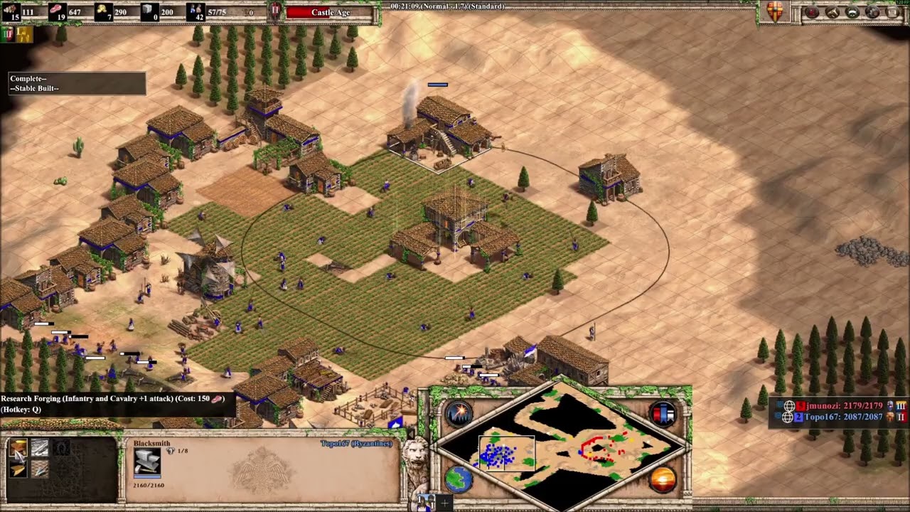 Age of empires 2 de, Byzantines vs Sicilians, behind.