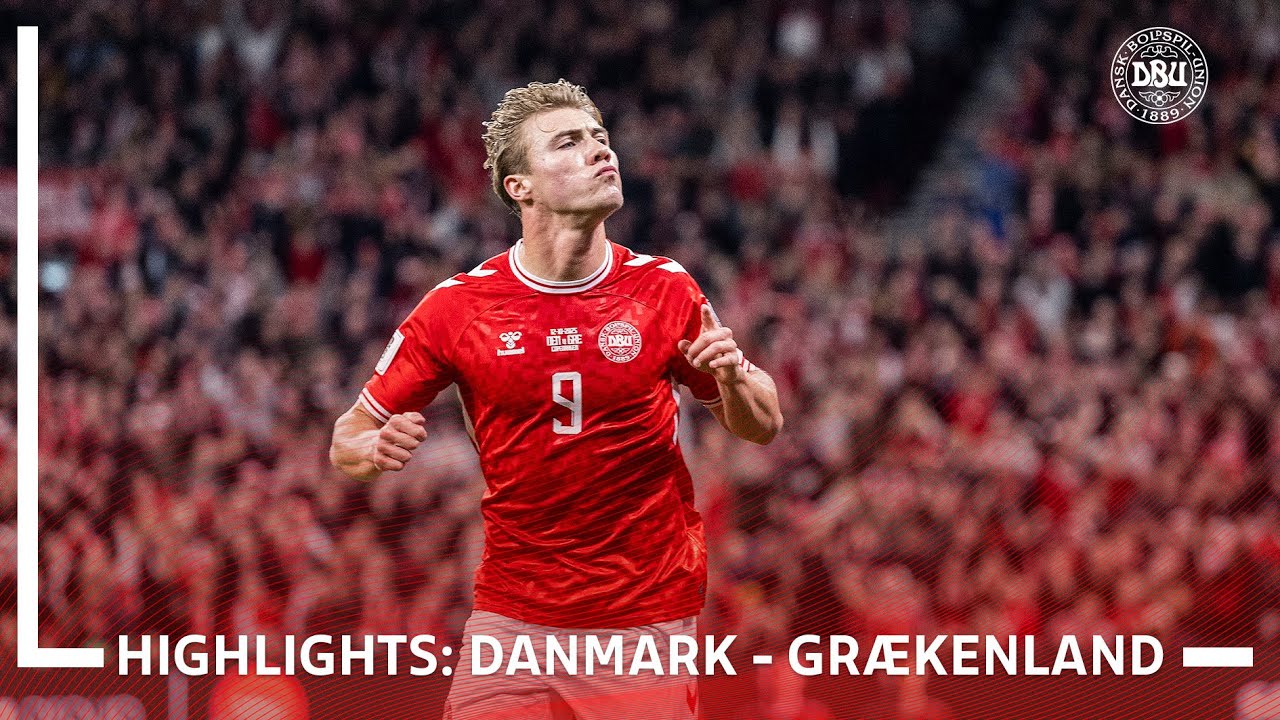 Highlights 𝕀 Danmark - Gr&aelig;kenland 3-1 𝕀 Joachim Andersen med f&oslash;rste m&aring;l for Danmark