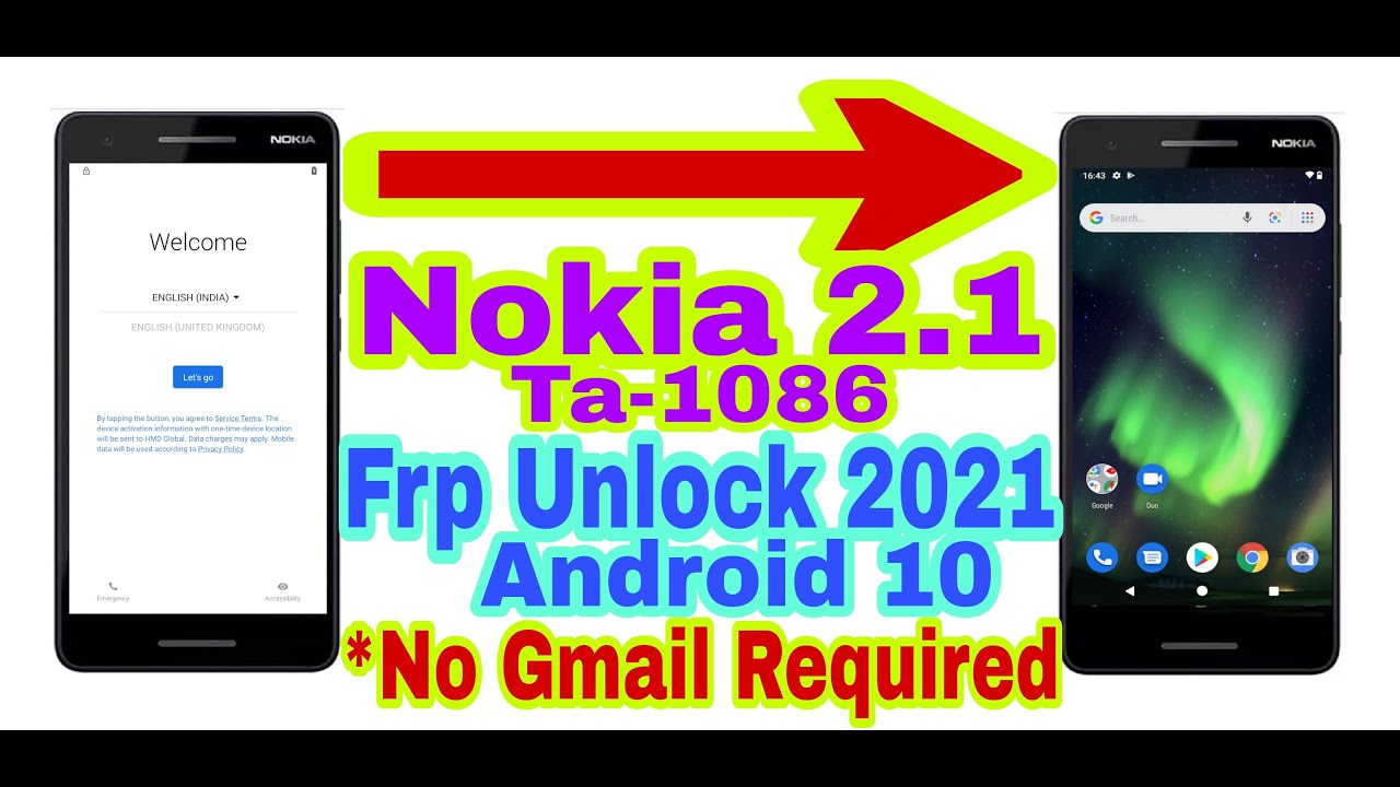 Nokia 2.1(Ta-1086)Android 10 Frp Bypass Without Pc 2021||No Gmail/Bypass Google Account 100% Working