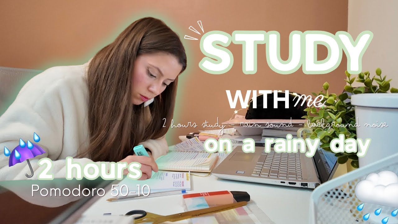 Study With Me | 2 Hours Pomodoro 50/10 | Rain Sounds | Calm Focus