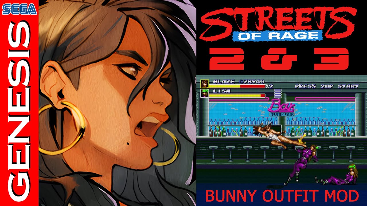 Streets Of Rage 2 and 3 - Bunny Girl Outfit Mod - Blaze