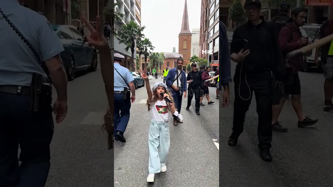 Child leads a pro-Palestine march in Sydney