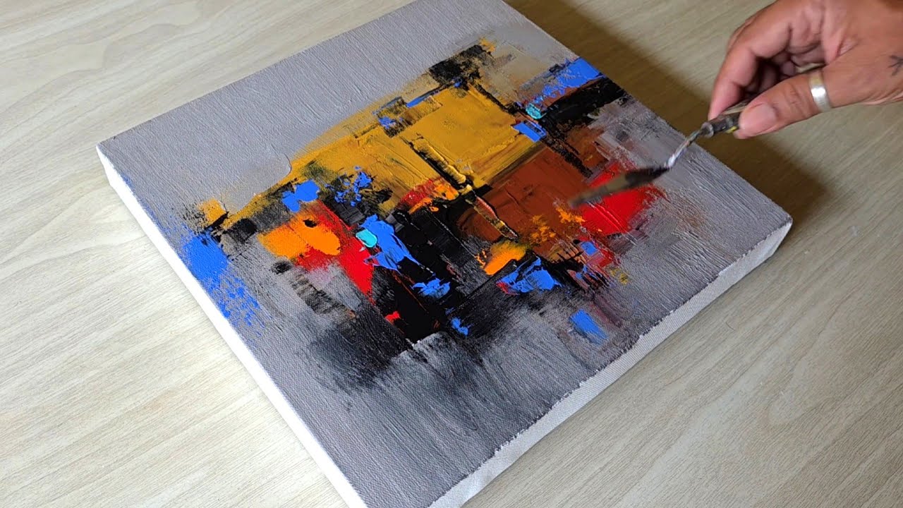 Abstract Painting Demo / Pallete Knife Acrylic Painting / Step By step 