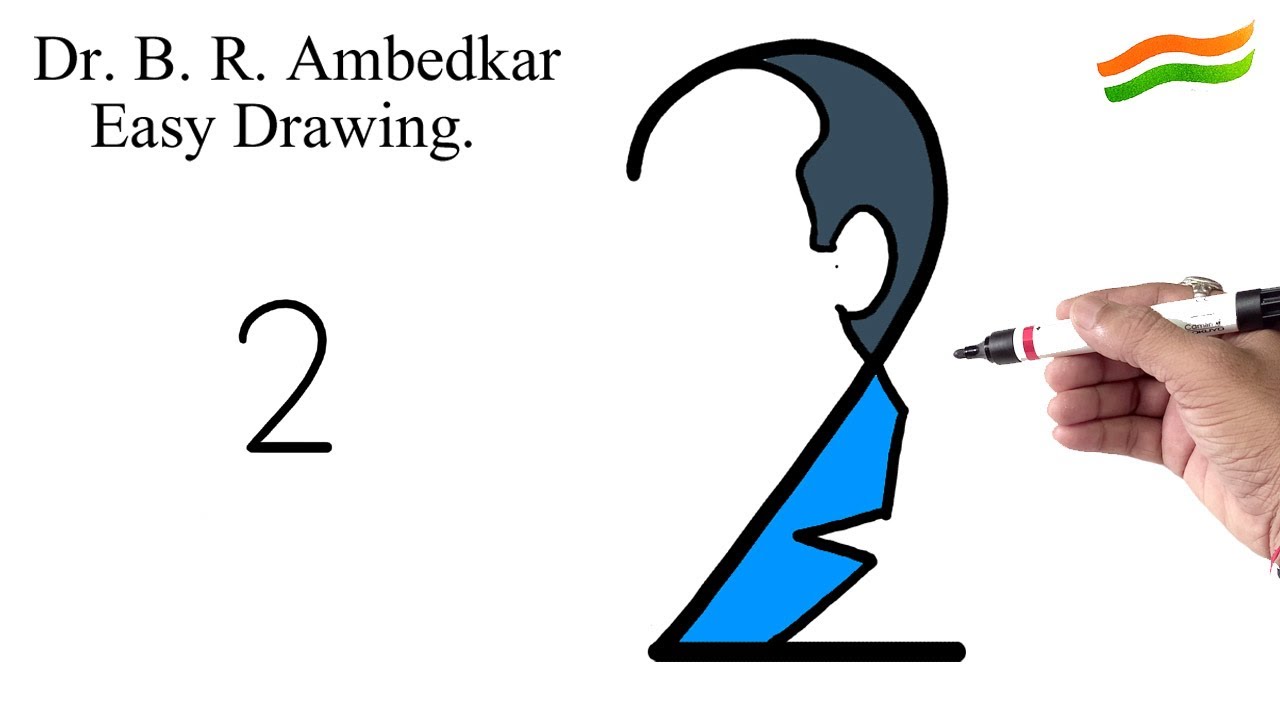 डॉ॰ बाबासाहब आम्बेडकर जी का Drawing 2 नंबर से आसानीसे बनाना सींखे | Dr. B. R. Ambedkar Drawing Easy