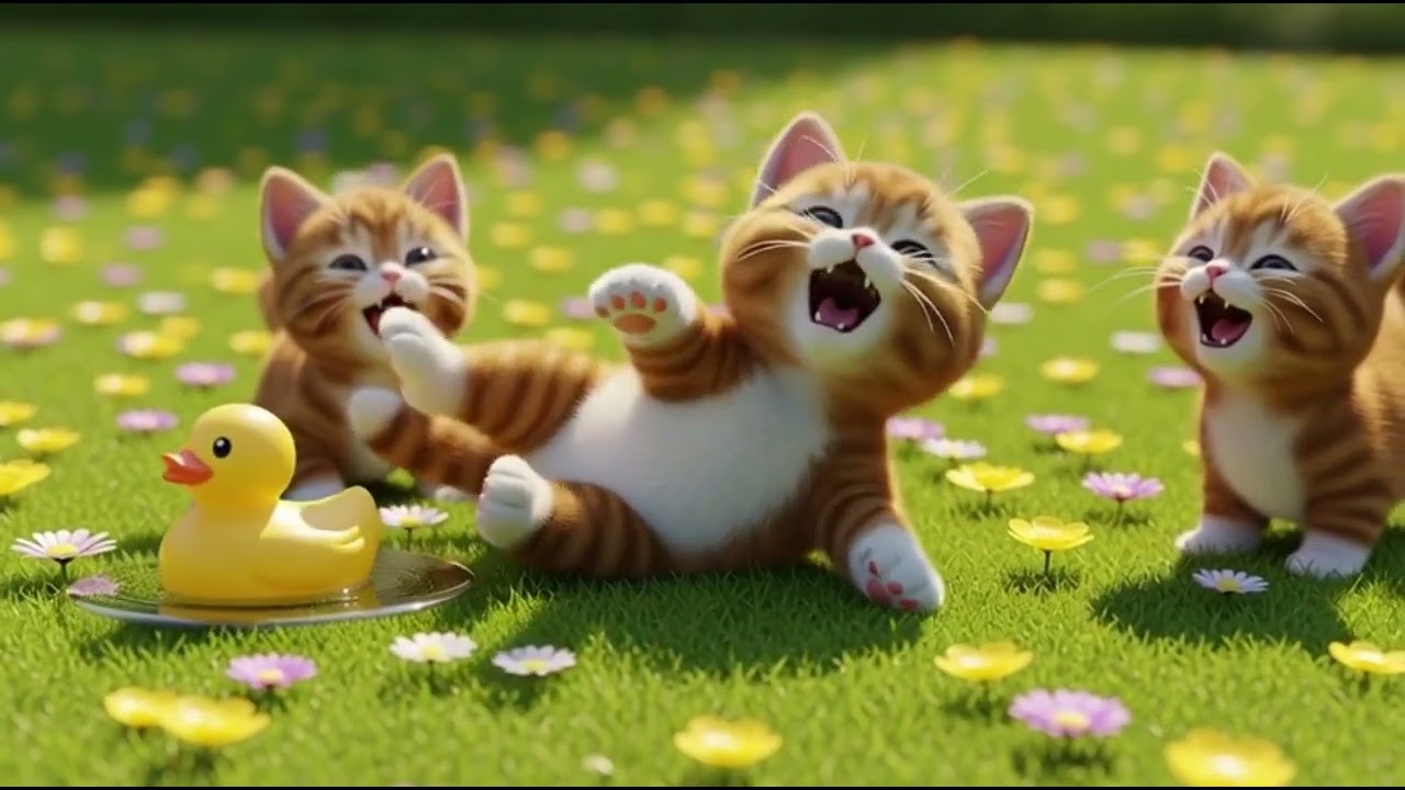 Ducks Paddle Past Mama Cat | Cute Animal Nursery Rhymes & Kids Songs