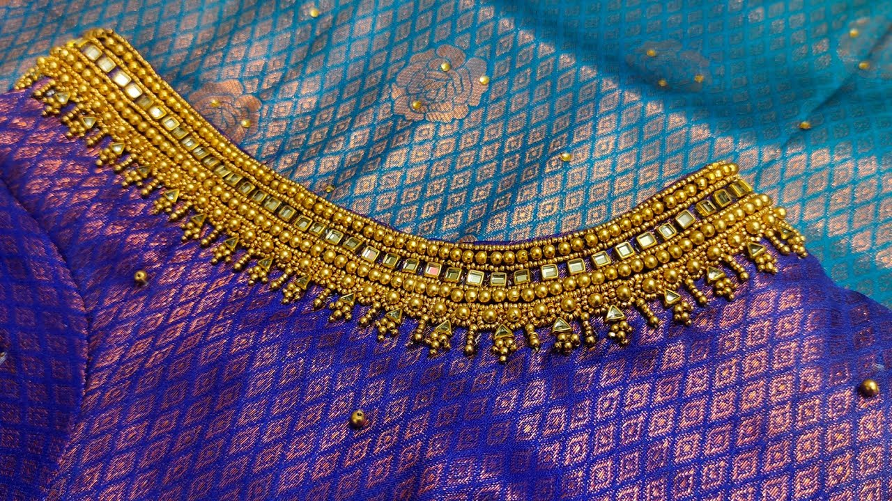 very grand & heavy bridal blouse design with normal needle #easy #simple #bridalblouse #aariwork