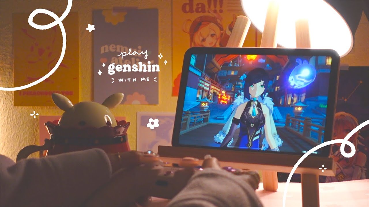 🦋 playing genshin on a comfy late summer night | 45 min of gameplay ambience (jp dub, ipad mini) ✩