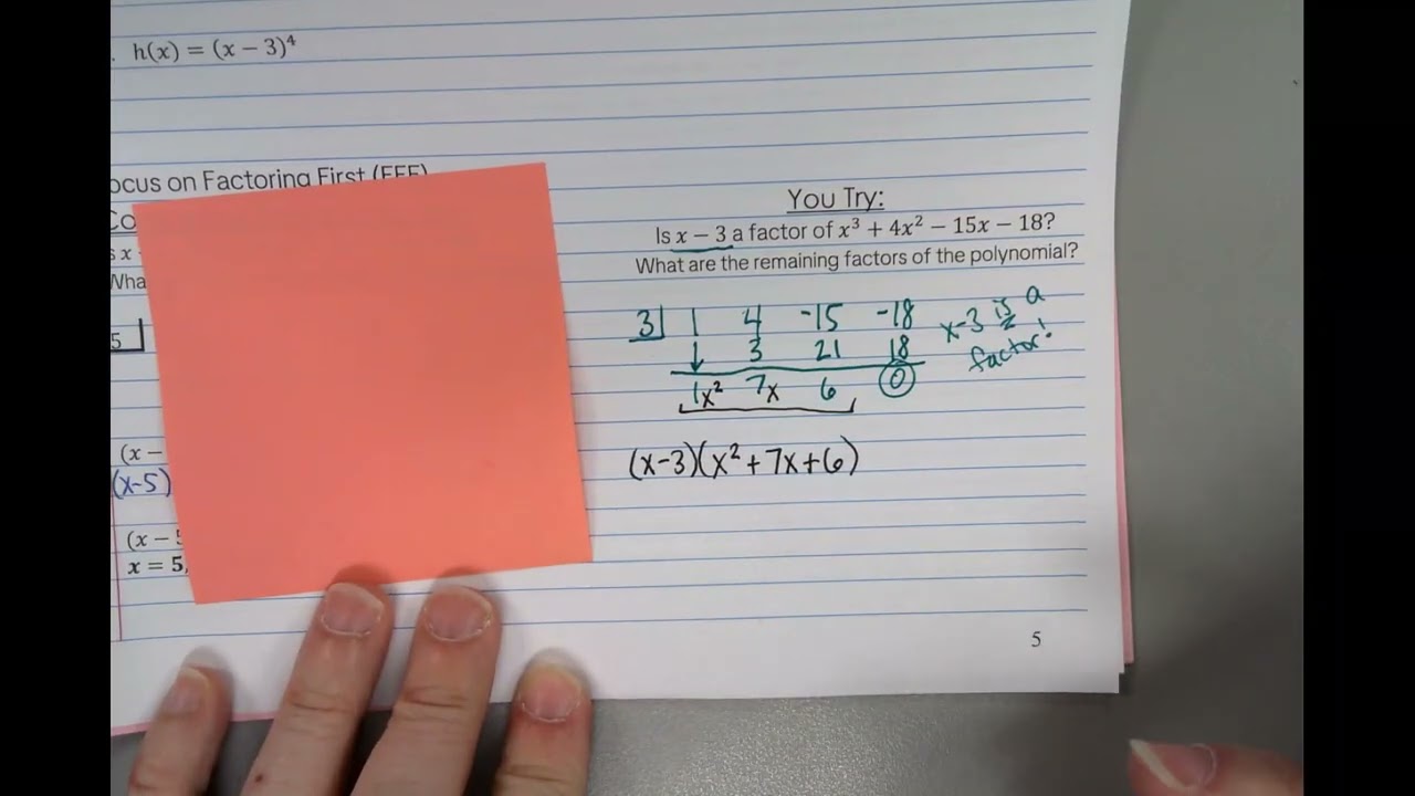 Mod 5 Lesson 3 Video: Solving Cubic Polynomials given a factor