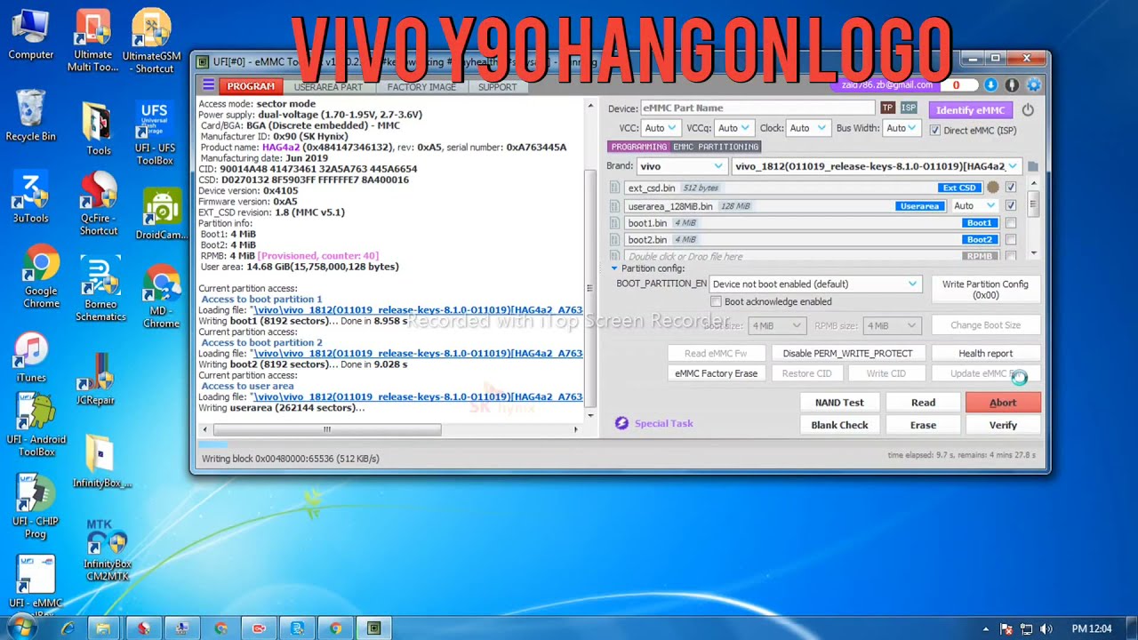 Vivo y90 hang on logo #ufibox #emmc