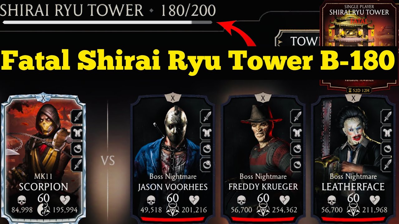 Fatal Shirai Ryu Tower Boss Battle 180 Fight + Reward MK Mobile
