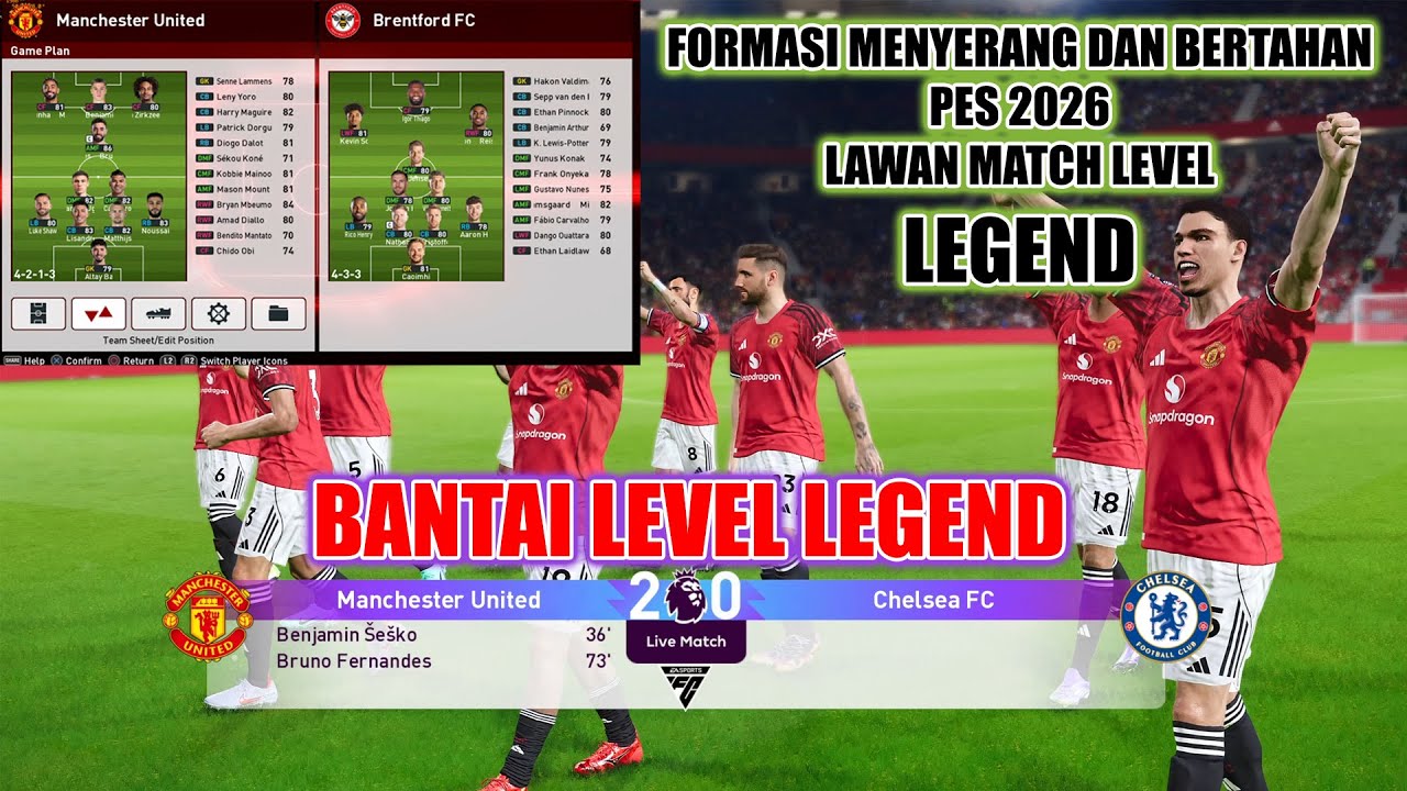FORMASI NYERANG DAN BERTAHAN TERBAIK LAWAN MATCH LEVEL LEGEND DI PES 2026 PS4 & PC