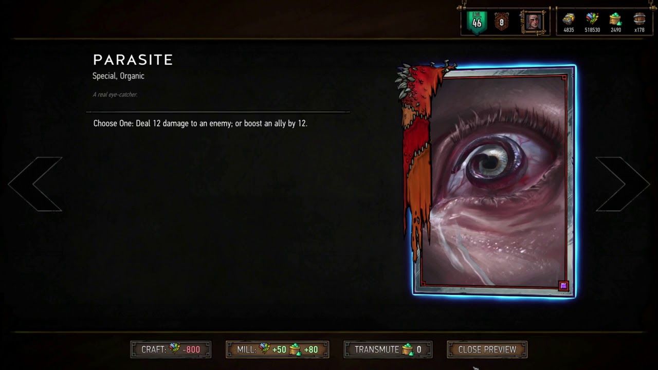 Gwent New Cards: Parasite [December Update, New Patch]