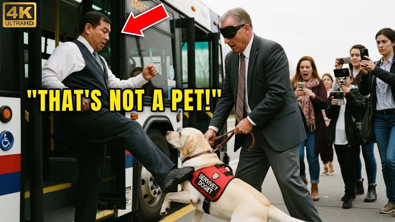 «Это не домашнее животное!» Водитель автобуса пнул собаку ветерана — пассажиры встали.