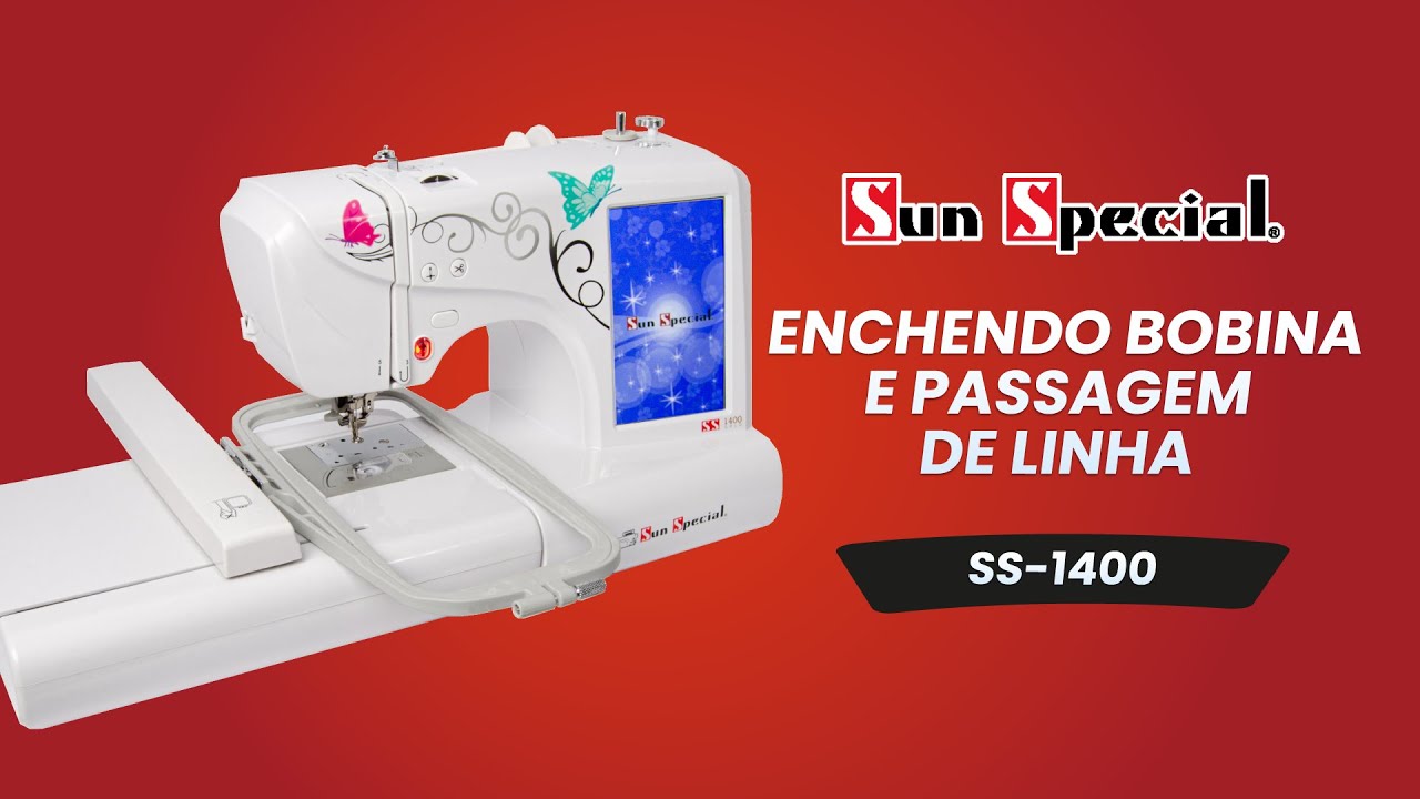 Treinamento da Bordadeira Sun Special SS-1400 - Parte 2-4 Enchendo Bobina e Passagem de Linha