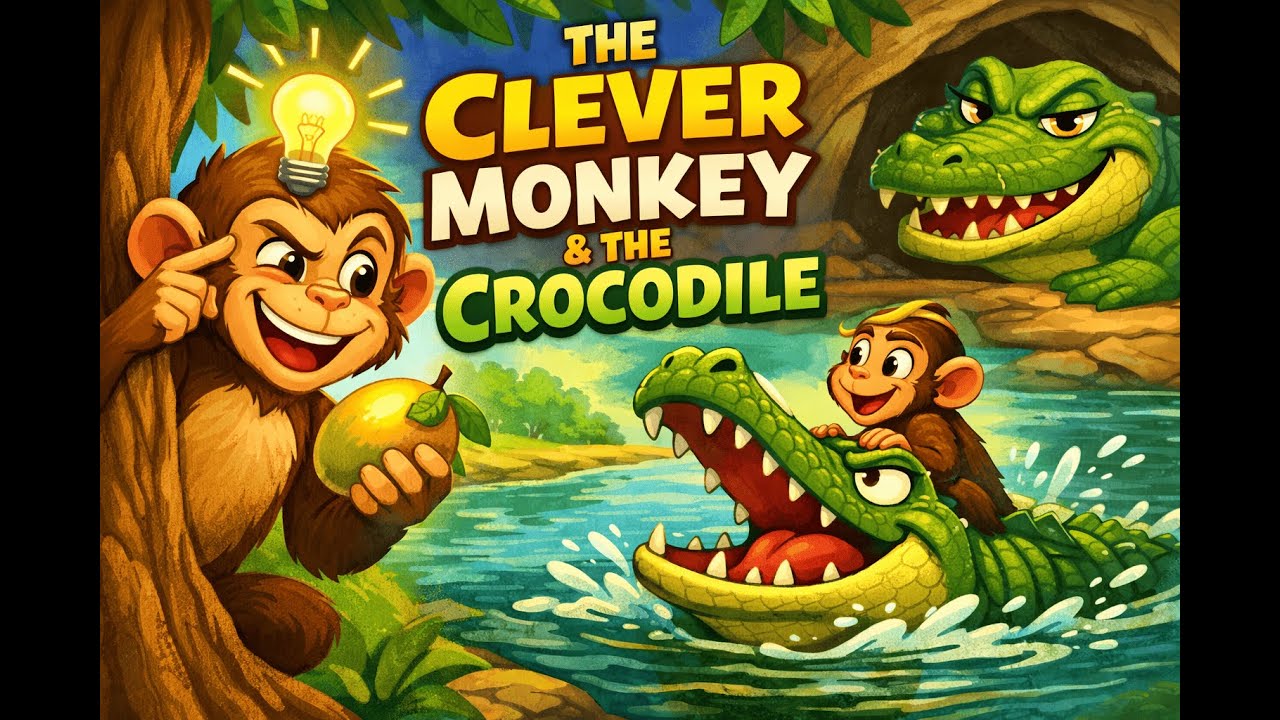 The Clever Monkey Fooled the Crocodile! 🐒🐊 | Panchatantra Story with Moral