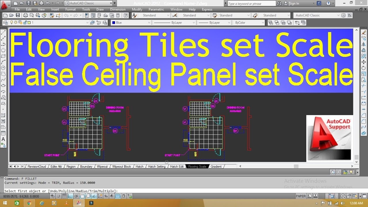 Flooring plan tiles / False Ceiling Plan Panel set scale in AutoCad II Hindi/Urdu Tutorial