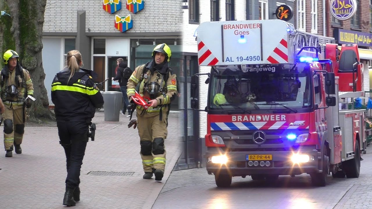 Brandmelding in een winkelpand in de Binnenstad van Goes - Brandweerkorpsen terplaatse in actie!