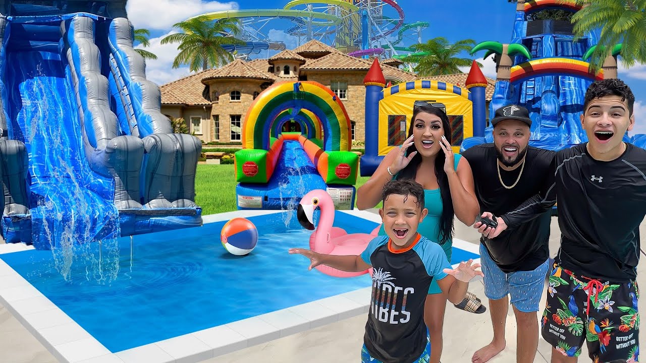 WE TURNED OUR  BACKYARD INTO A REAL WATER PARK FOR 24 HOURS