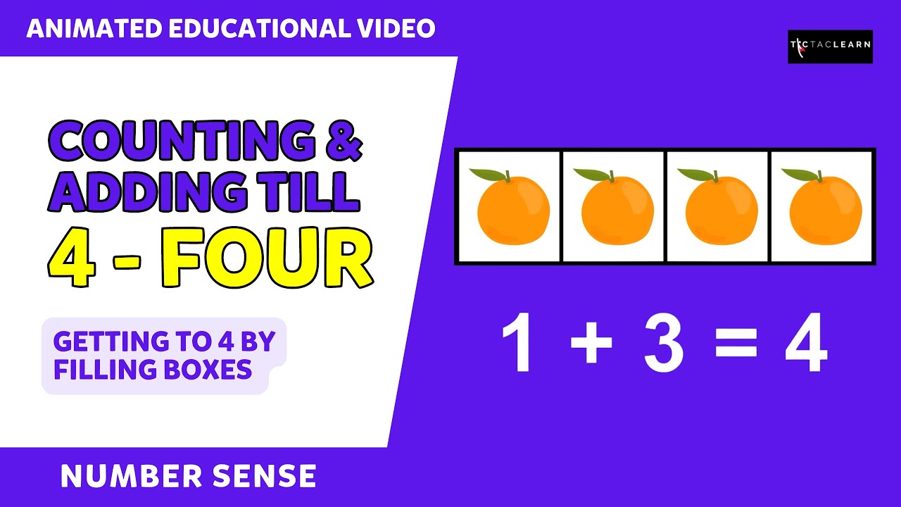 Counting and adding till 4 | Getting to 4 by filling boxes - Counting with Gaffy | TicTacLearn