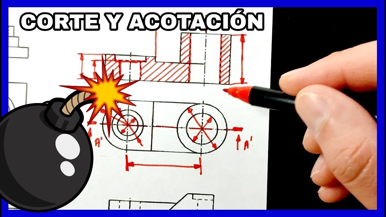 CORTE Y ACOTACIÓN - ejemplo resuelto✅ de corte total y acotación
