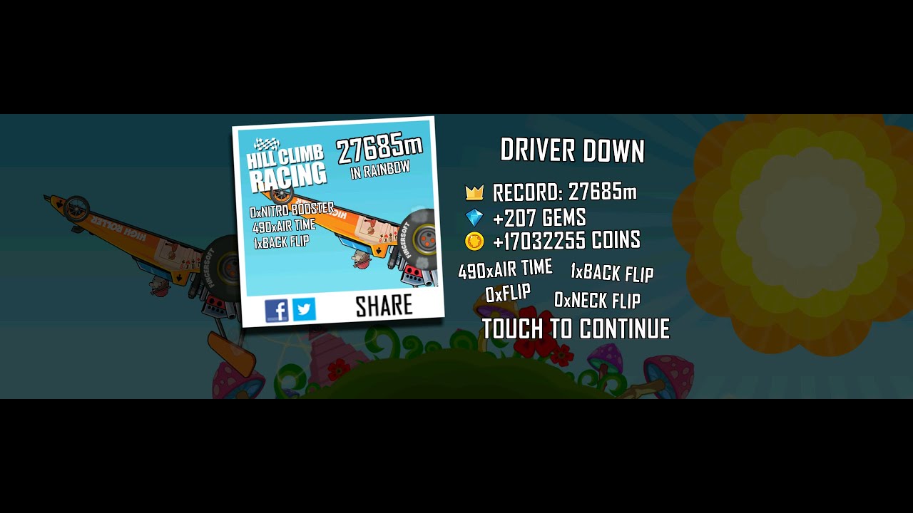 Hill Climb Racing: Dragster - Rainbow 27685m (New World Record!)
