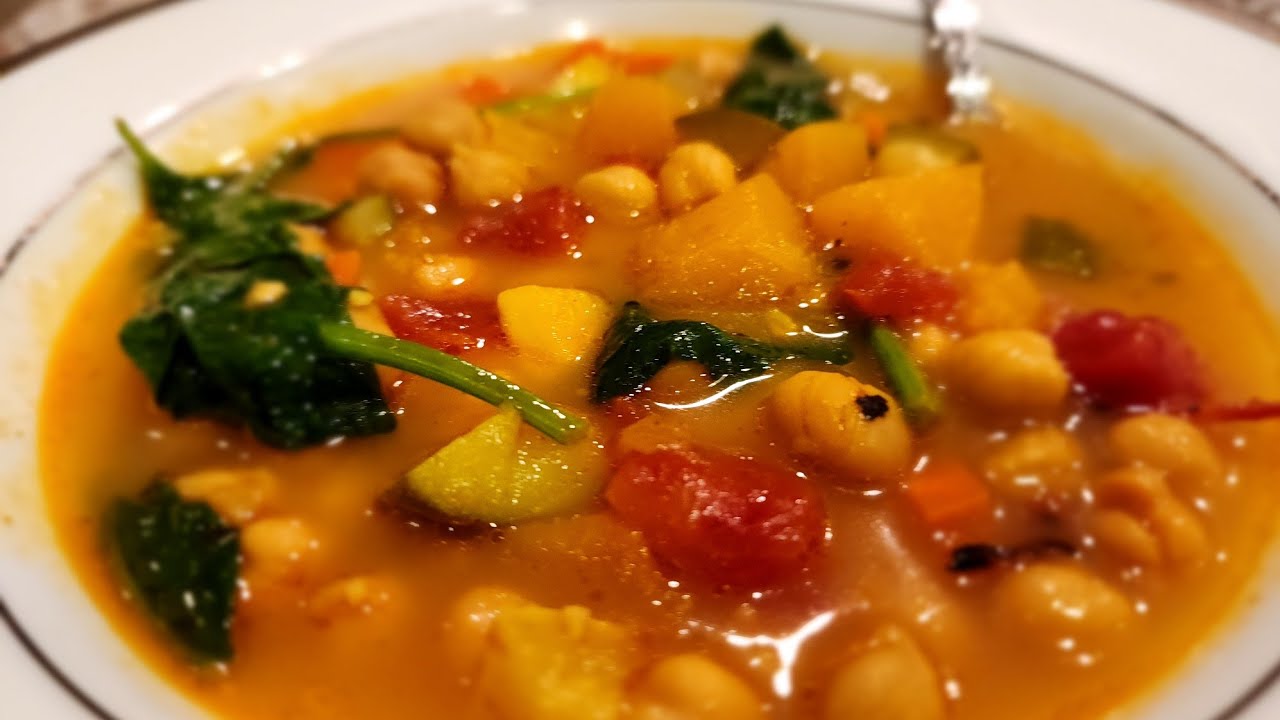 Chickpea Vegetable Soup!!!  (Indian spices and coconut milk!)