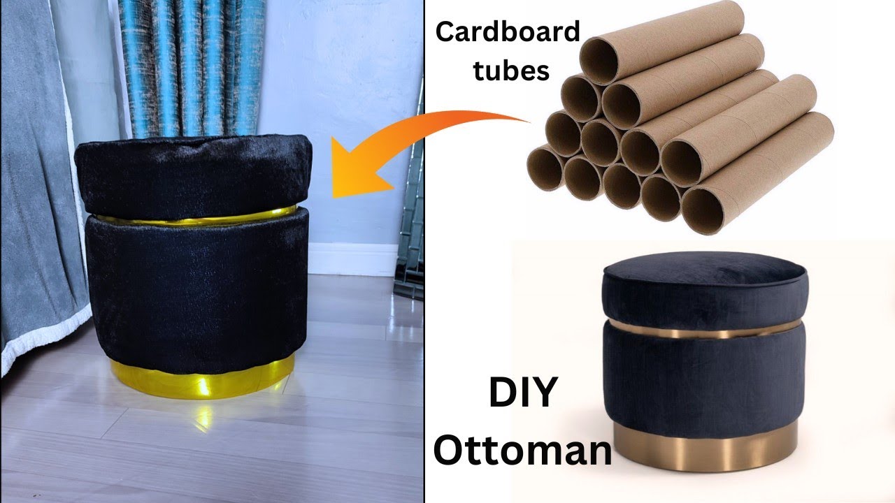 Found Cardboard Tube In Trash~ SEE WHAT I MADE OF THEM..DIY ottoman stool.