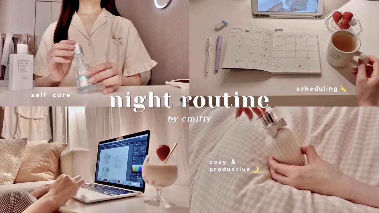 night routine🌛平日の夜を充実させる社会人のナイトルーティン｜春の夜の習慣｜いちごミルクレシピ🍓 自炊､セルフケア