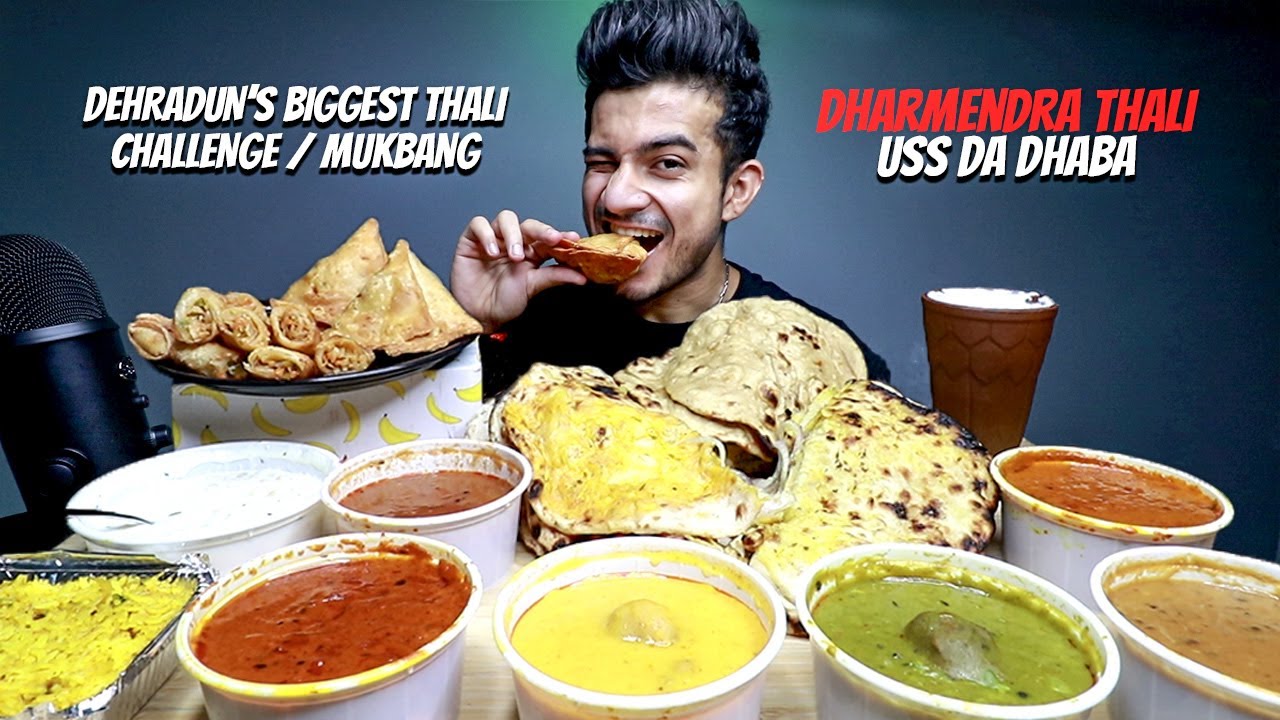 Dehradun Biggest Thali Challenge / Mukbang | USS DA DHABA value for money DHARMENDRA THALI