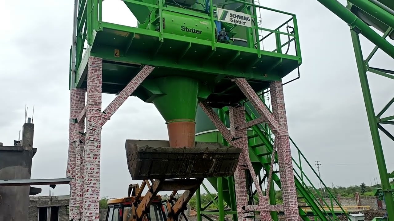 Schwing stetter H1-J batching plant me concrete load trail kaise kare