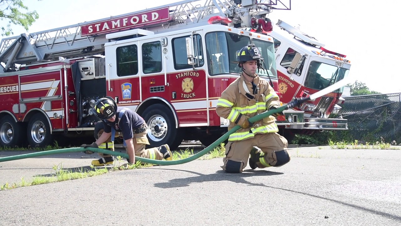 Stamford Fire Department Hose Advancement Practice The Hip Grip and Knee Walk