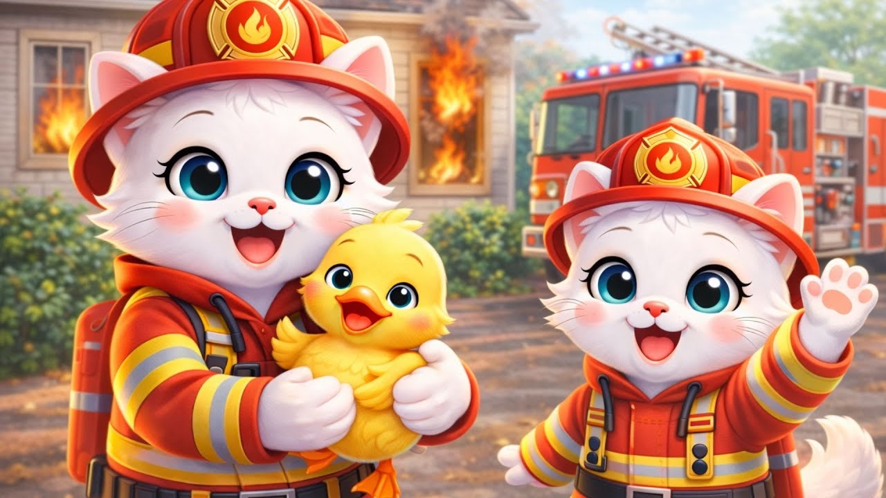 Meomeo Mother and Kitten Save a Little Duck from a Dangerous Fire 🐱🚒🔥🦆