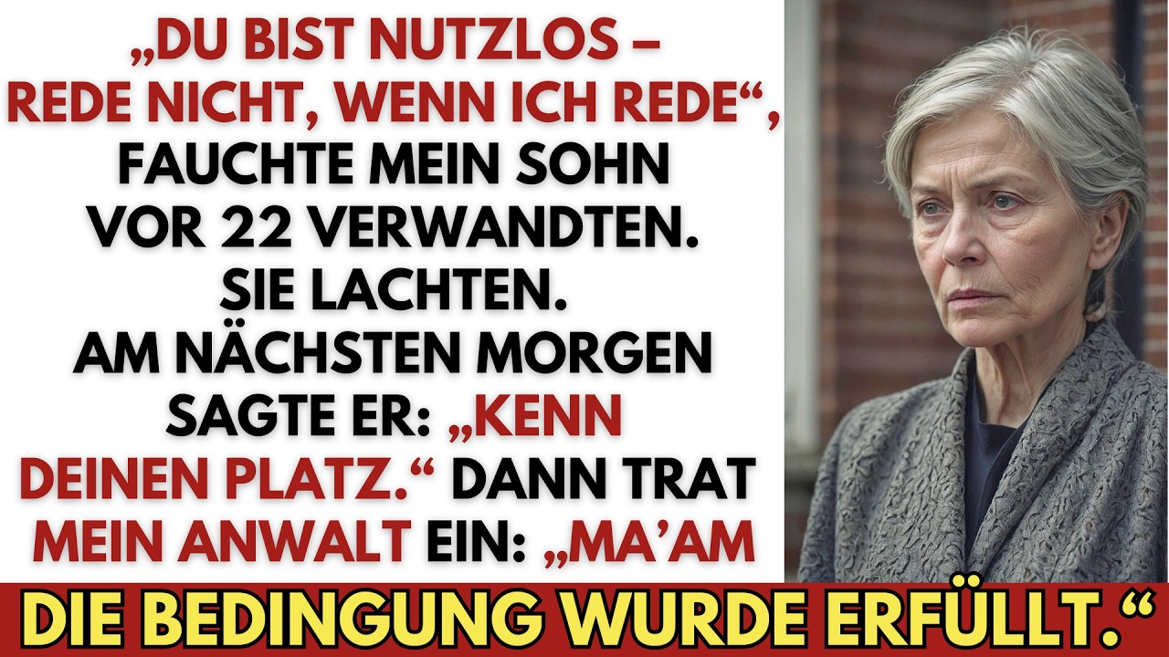 Mein Sohn beleidigte mich vor 22 Verwandten – dann trat mein Anwalt mit der Wahrheit ein …