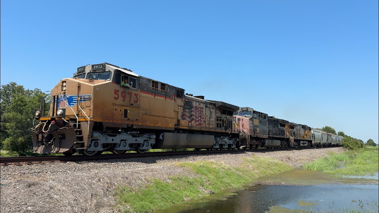 UP 5973 w/ Southern Pacific AC44CW Leads MASNL in Hoxie, AR