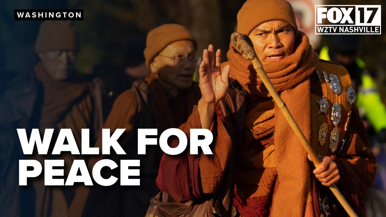 Buddhist Monks end 2,300 mile walk for peace in DC