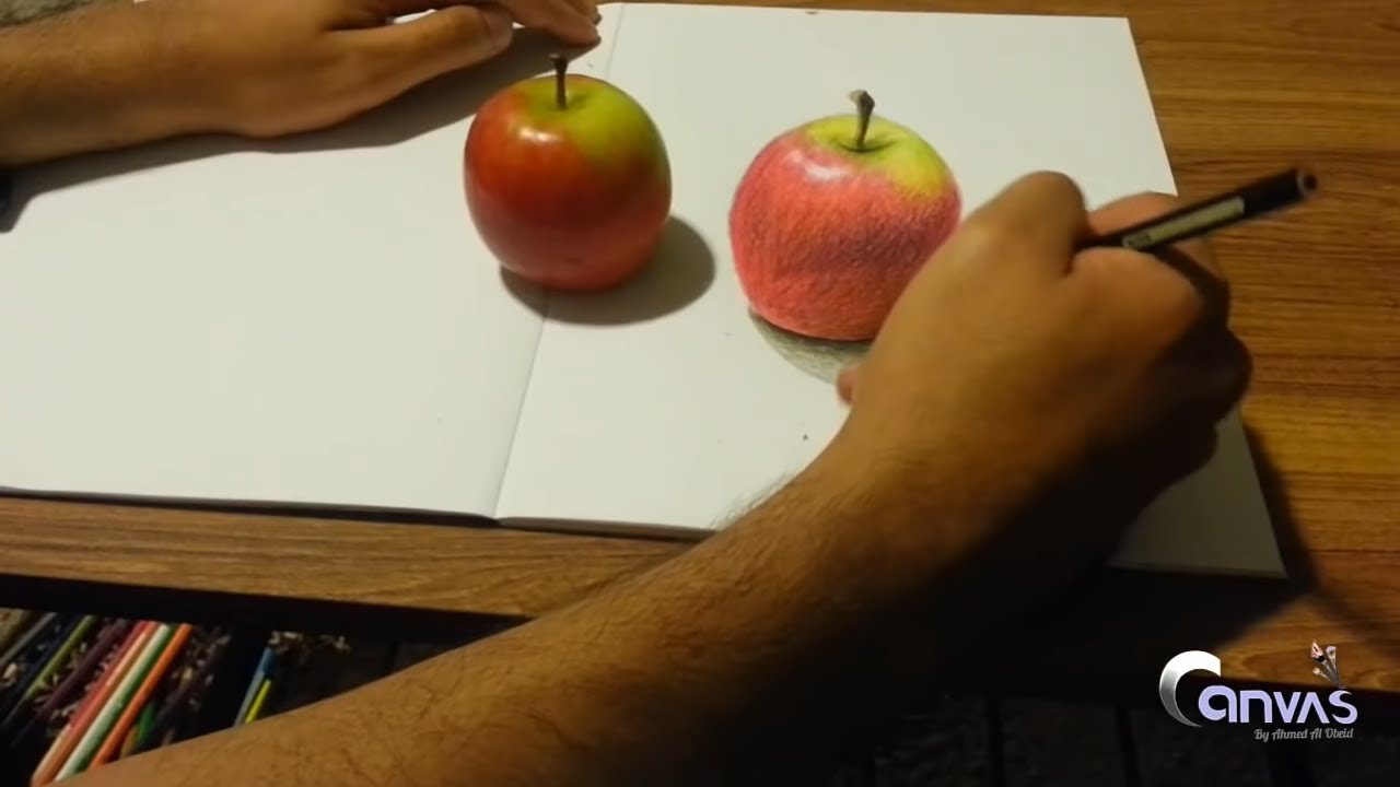 #1 How to Draw a 3D Apple - Step by Step with Colored pencils