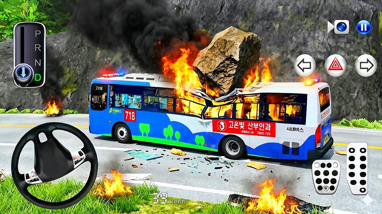 Bus Drive in Jungle 😱 Big Stone Fell From Mountain on My Bus | Driving Class 3D Gameplay 