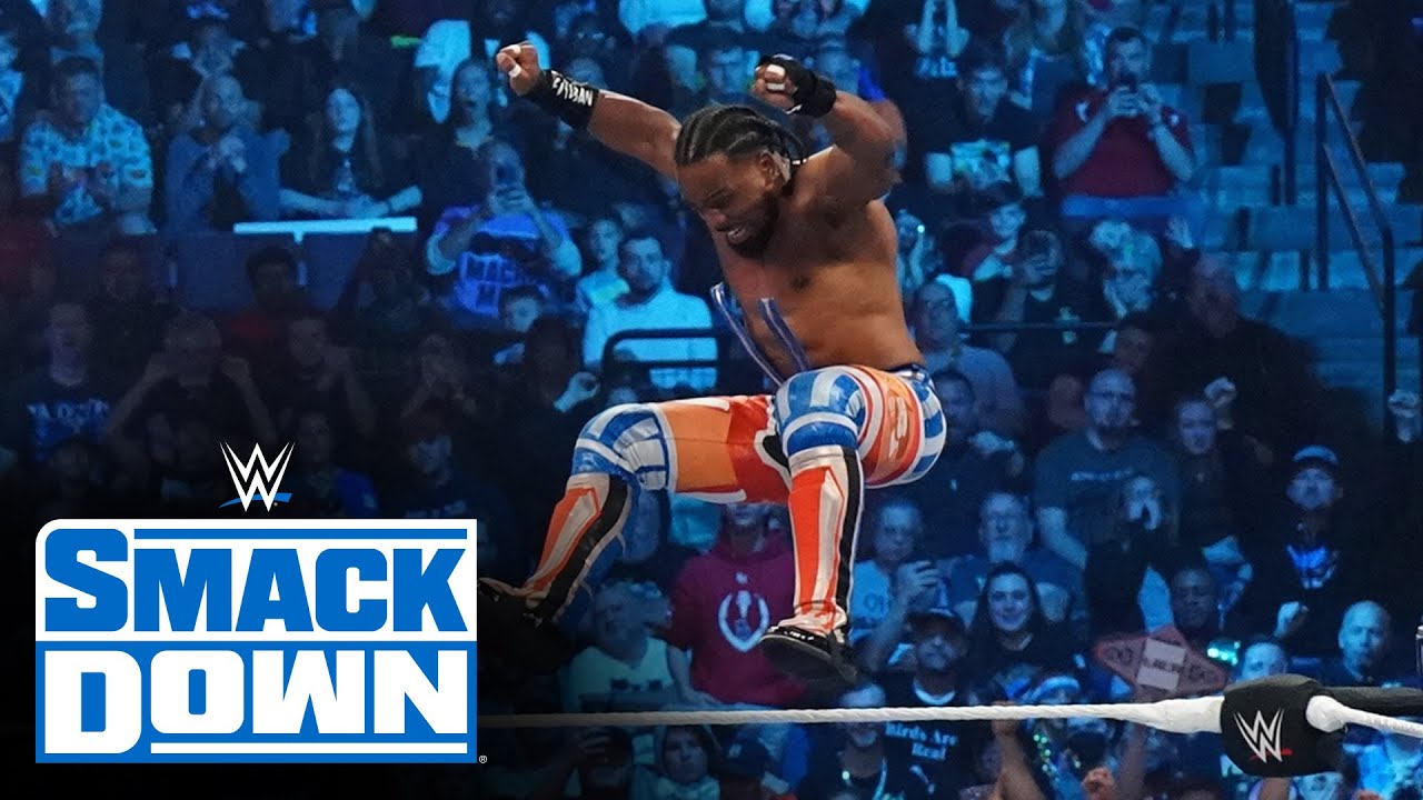 Xavier Woods delivers an incredible leg drop to Gunther off the top rope