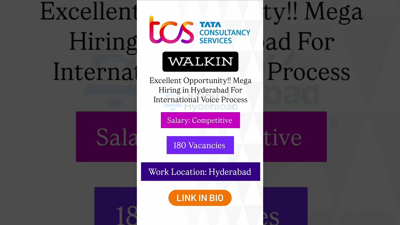 HIRING AT TCS IN HYDERABAD! |Link In Bio | #job #hiring #jobsearch #walkininterview
