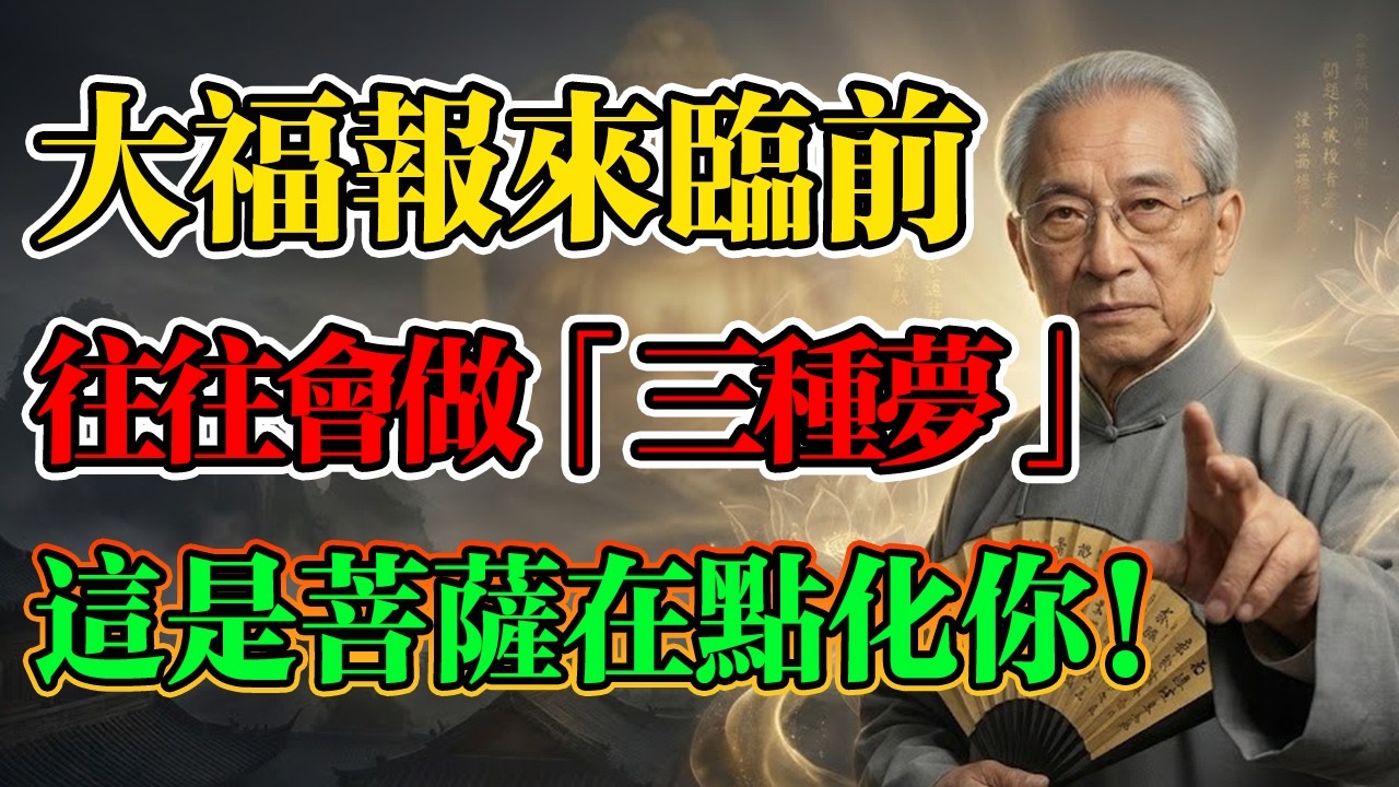 南懷瑾：大福報來臨前，往往會做這「三種夢」！千萬別不當回事！這是菩薩在夢中點化你。#南懷瑾 #托夢 #因果 #轉運 #修行 #夢境解析 #福報來臨 #菩薩點化 #佛學解惑 #心靈成長 #因果智慧