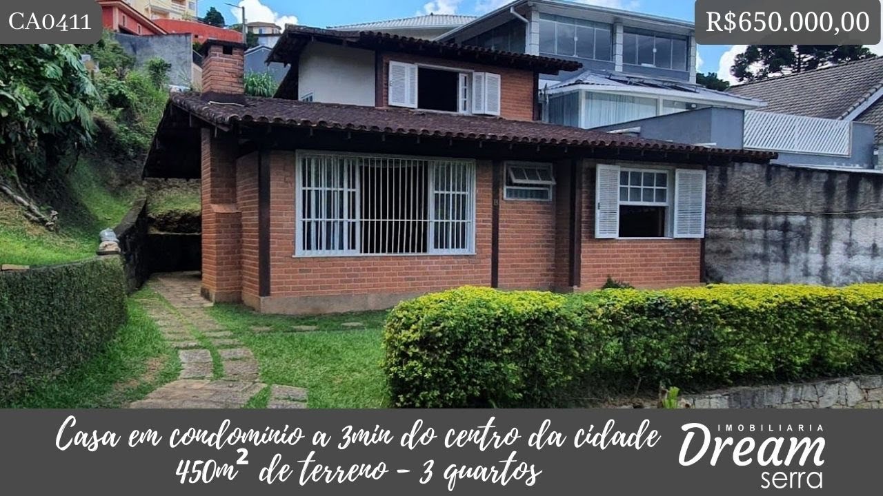 CA0411 | Casa aconchegante com 3 quartos em condomínio a 3min do centro de Teresópolis por R$580MIL