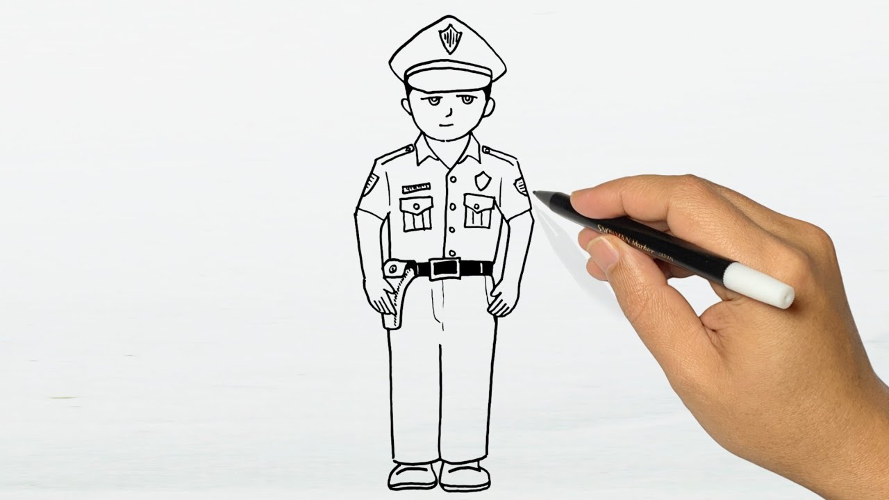 Police Drawing | How to Draw A Policeman Easy Steps for Beginners